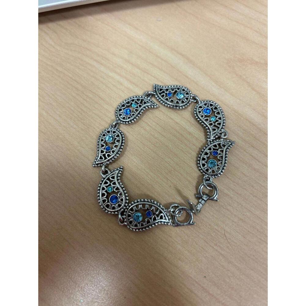 Blue Paisley Rhinestone Bracelet